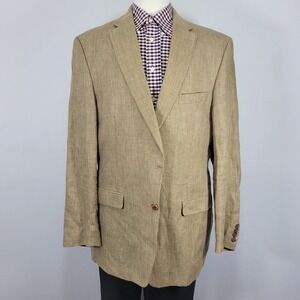 Lauren Ralph Lauren Men's Sport Coat Blazer Two Button Tan Beige‎ 100% Linen 46L